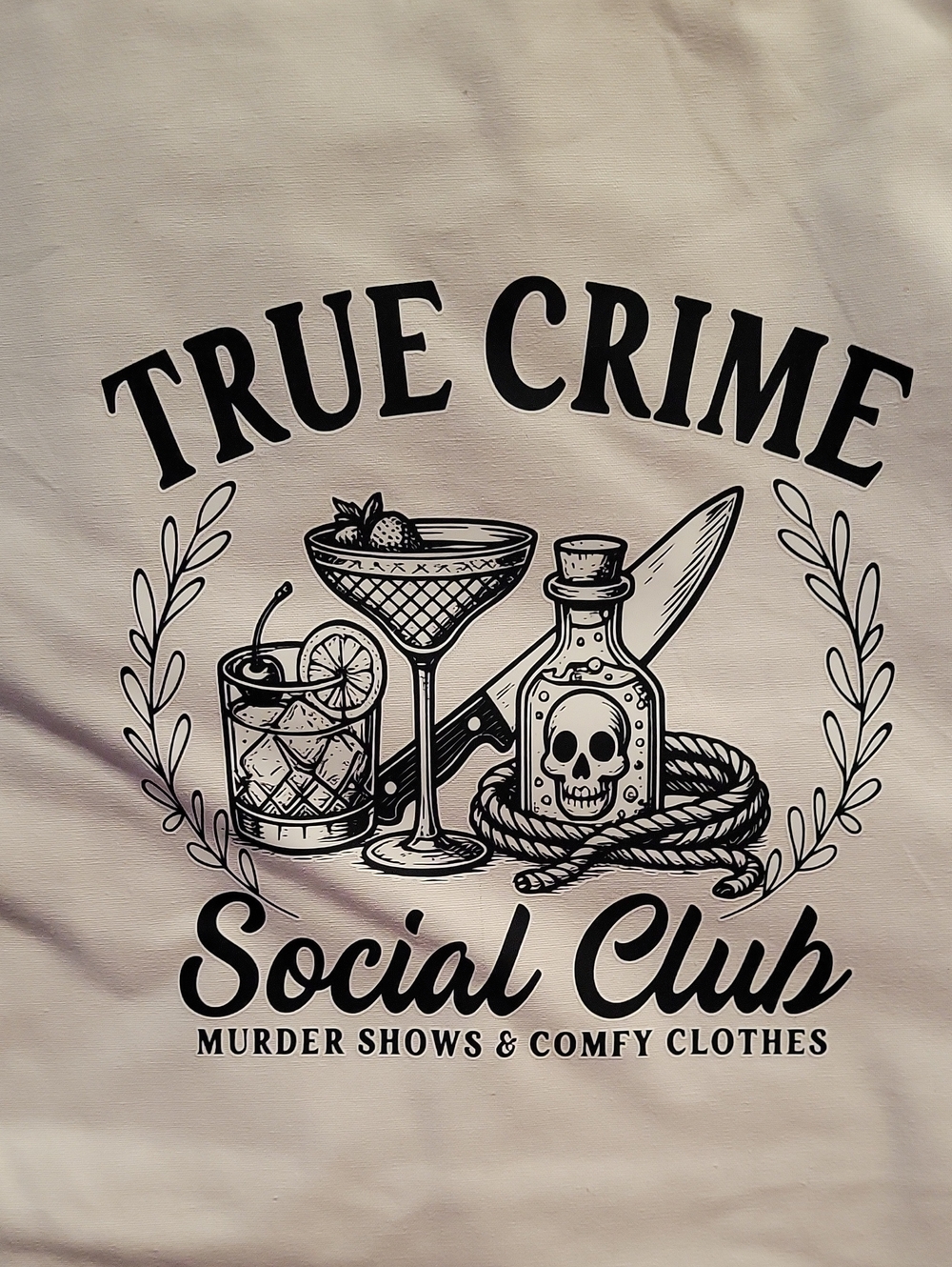 True Crime Social Club White Graphic Tote Bag - Picture 2 of 3